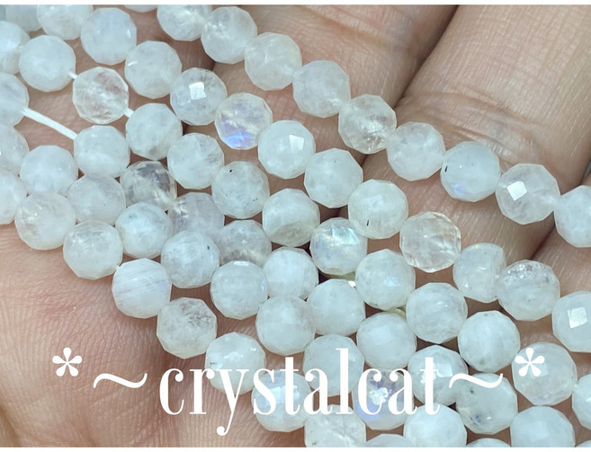 crystalcat 藍光月光石切面珠 5.2mm 手創飾品配件
