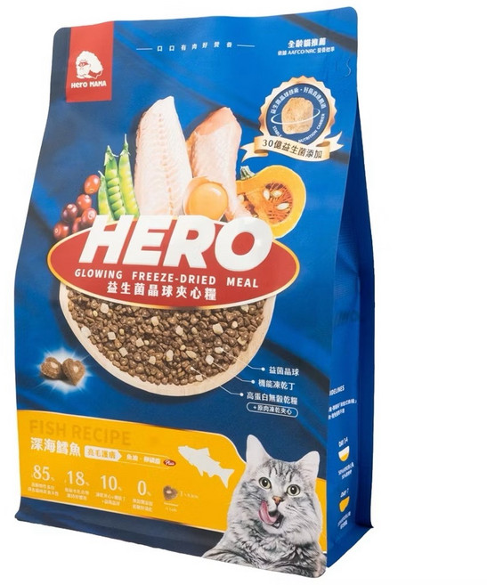 HERO 益生菌凍乾夾心糧 鱈魚 30億益生菌添加, 1.5kg, 1個, 乾魚