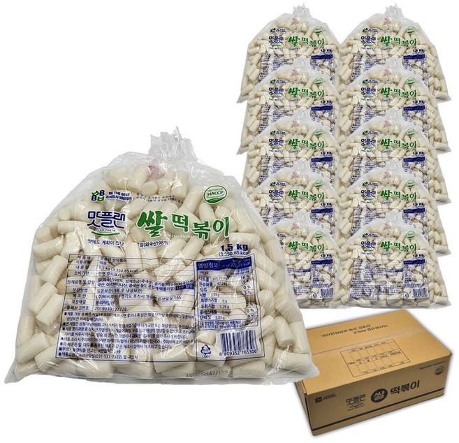[박스] 맛플랜 비비푸드 쌀 떡볶이 떡 (3cm 중) 1.5kg X 10개