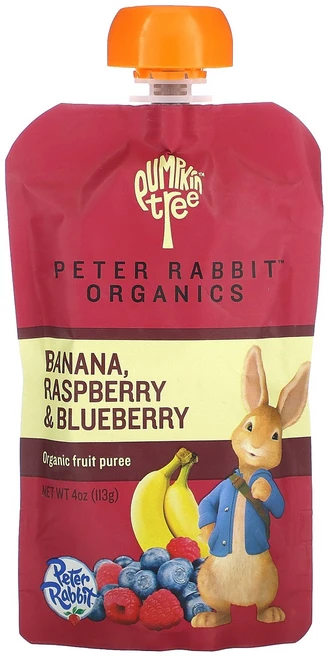 Pumpkin Tree Organics 피터 래빗 오가닉스 유기농 과일 퓨레 바나나 라즈베리 및 블루베리 113g(4oz) Organics (펌킨트리 오가닉스), Pumpkin Tree Organics, 피터 래빗 오 - 쿠팡