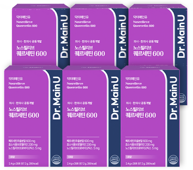 노스릴리브 퀘르세틴 600 흡수율 높은 분말형의 고함량 케르세틴 브로멜라인 비타민C, 67.2g, 6박스