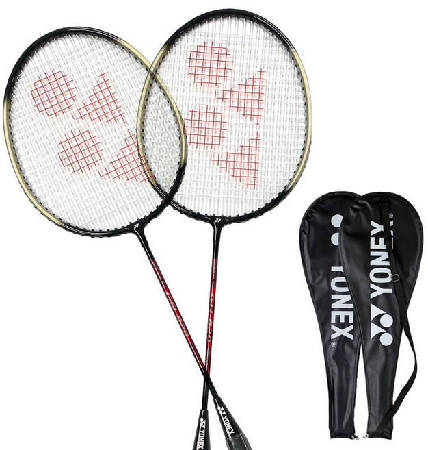요넥스 배드민턴 라켓 세트 블랙 입문자용 케이스 포함, 2세트