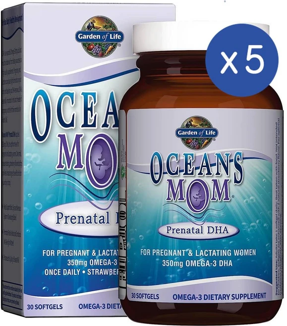 가든오브라이프 오션스 맘 프레나탈 DHA 오메가3 소프트젤 Garden of Life Oceans Mom Prenatal Fish Oil, 5개, 30정 - 쿠팡