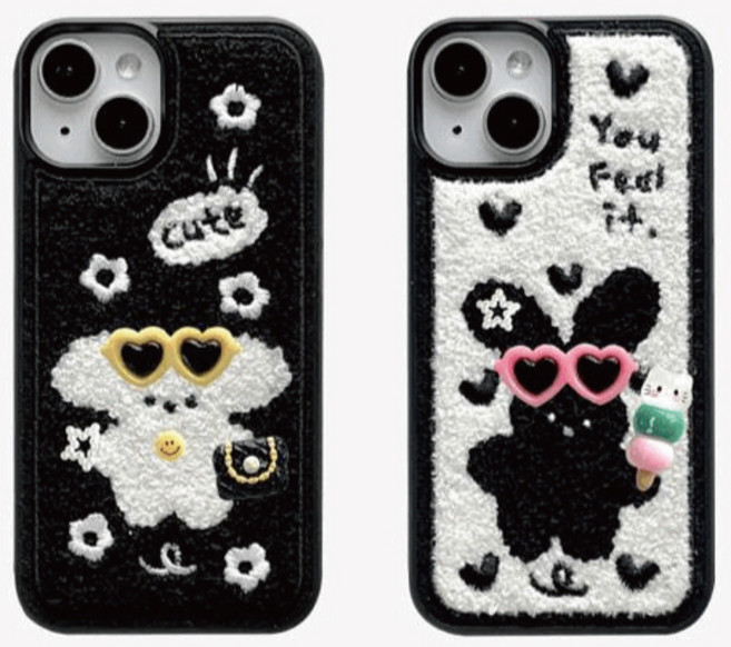 귀여운 곰돌이 강아지 토끼 모루 인형 뽀글이 털 케이스 폰케이스