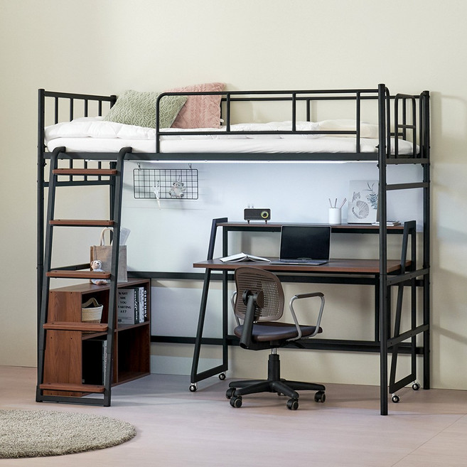 학생벙커침대 성인2층침대 좁은방맞춤 안젤라 퍼니엘 구.북타임벙커, 블랙