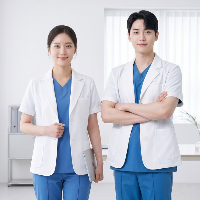 반팔 여름 의사가운 약사자켓 병원가운 IV스판