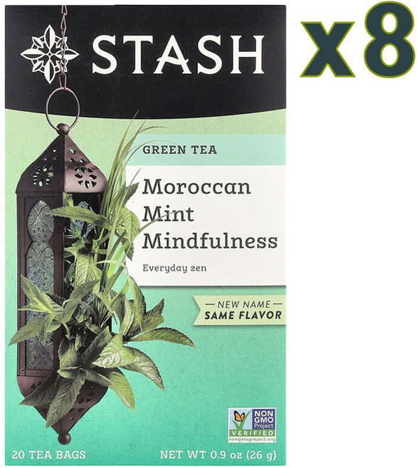 Stash Tea 스태쉬티 스타시티 그린티 녹차 모로코 민트, 26g, 8개, 20개입