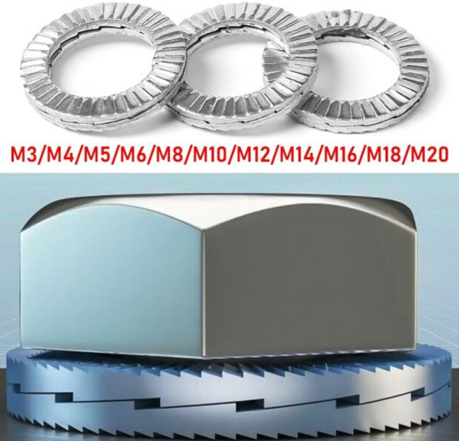 하드웨어 패스너 잠금 와셔 양면 웨지 잠금 와셔 304 스테인레스 스틸 자동 잠금 M4 M10 M12 M16 M20 5 개, 08 M3
