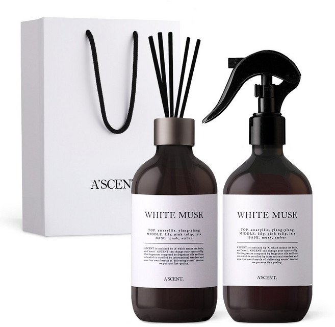 1+1 에이센트 집들이세트 (디퓨저 200ml + 드레스퍼퓸 250ml), 22 화이트머스크, 1개