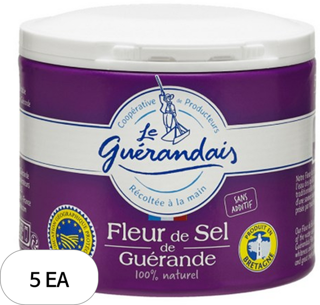 르게랑데 게랑드 플뢰르 드 셀 토판 천일염, 125g, 5개