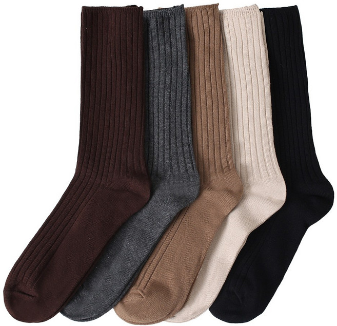 이너피아 사계절 촘촘 골지 학생 교복 양말 긴 여자 양말 5켤레