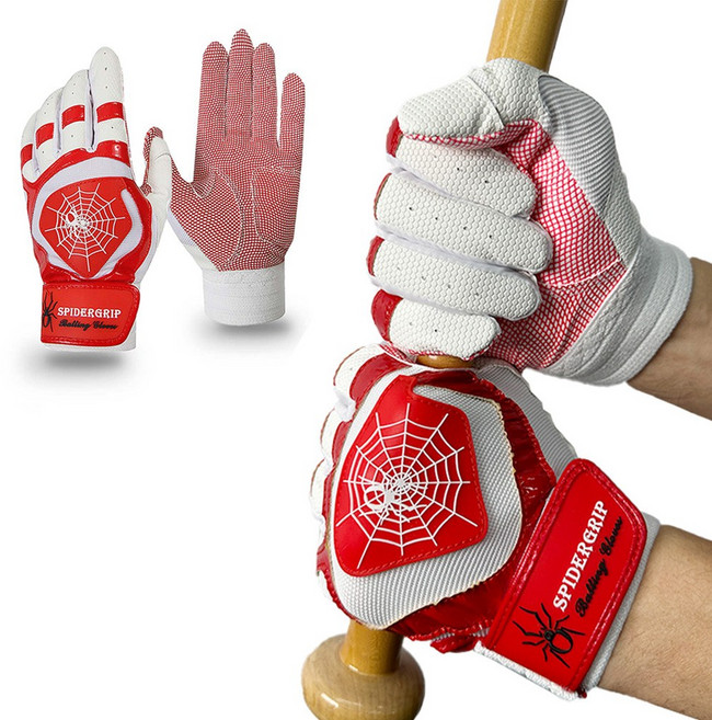 논슬립 NON-SLIP 스파이더그립 야구 배팅 합피 장갑, 화이트레드