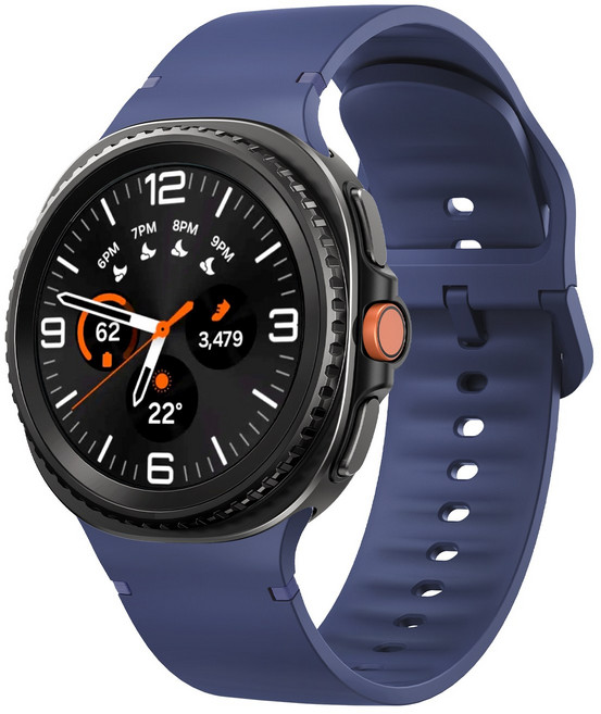 갤럭시워치8 40mm/44mm/8클래식 46mm 호환 스포츠 스티치 실리콘 스트랩, 미드나이트+블랙