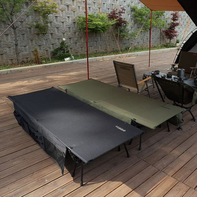 위오 캠핑용 와이드 70cm 캠핑베드 야전침대 캠핑침대 휴대용 접이식 백패킹, 카모블랙