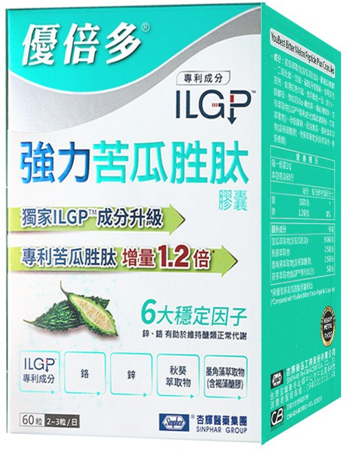 杏輝醫藥優倍多 強力苦瓜胜肽膠囊(盒), 1個, 60顆