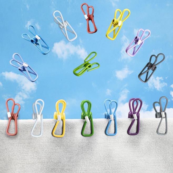 LINJIN 다용도 집게 안전 업그레이드 고무캡 빨래 집게 분실방지 다채로운 색상 인테리어 소품, 21개