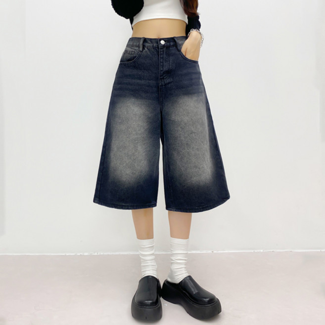 밴딩 (2기장) 체형별 찰떡 핏 빈티지 캣워싱 청반바지 5부 7부 와이드 버뮤다 4color