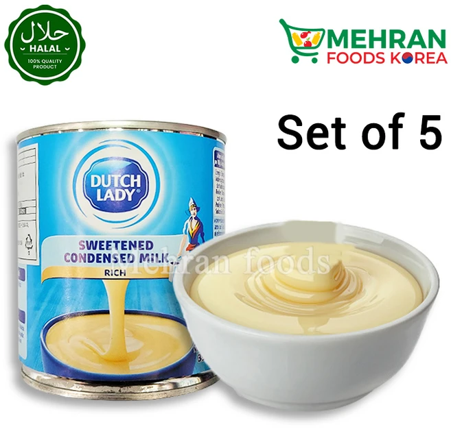 네덜란드산 우유를 농축한 연유 더치레이디 가당(Sweetened Condensed Milk) 397g 5캔 묶음 빙수재료 라떼 커피 밀크티, 5개 - 쿠팡