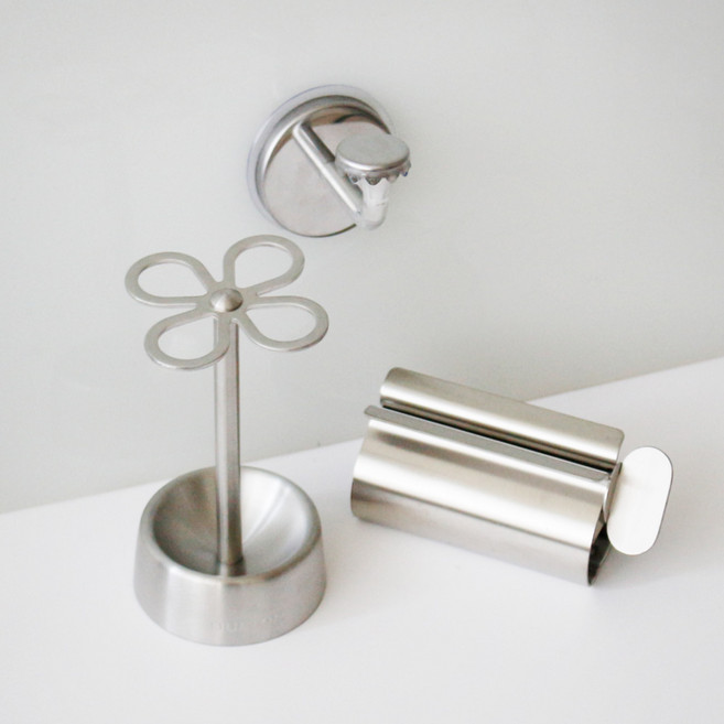 덜튼 정품 스텐 칫솔꽂이 비누홀더 치약짜개 3p세트, 실버, 3개