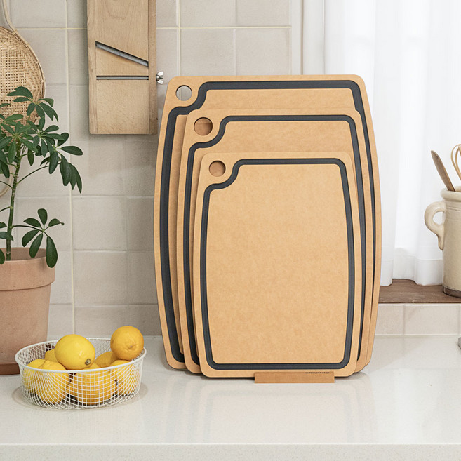 오리지니크 원목 나무 압축 홈도마 3종세트+9mm나무도마거치대 증정, 내추럴, 1세트