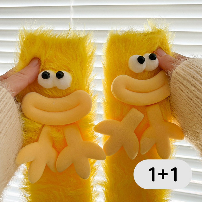 에리페 여성용 개구쟁이 표정 장식 수면 양말 1+1