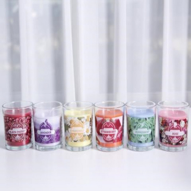 국산 아로마 글라스 캔들 155g 6종 스트리베리 블랙체리 라벤더 페퍼민트 카모마일 로즈, 1개