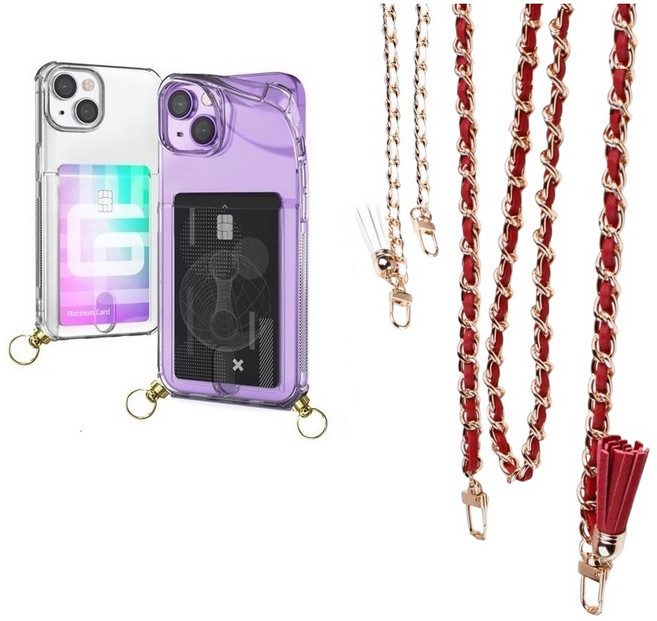 갤럭시S26 케이스 SM-S942N 투명 (카드) 수납 포켓 젤리 + (태슬롱) 목걸이 목줄 실리콘 방탄 범퍼