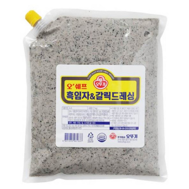 오쉐프흑임자갈릭드레싱 1kg/오뚜기업소용 흑임자드레싱 갈릭드레싱 흑임자갈릭소스 식당용 흑임자갈릭, 1kg, 1개