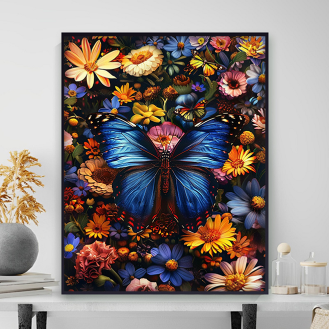 돈을 부르는 행운 DIY 유화 풍경 해바라기 그리기 세트 집들이 선물, 나비, 1개