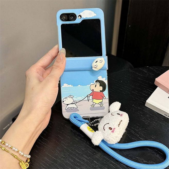 티류으스 귀여운 캐릭터 짱구 호환 갤럭시 접이식 휴대폰 케이스 Z 플립 7 회전 4 5 6 lyj