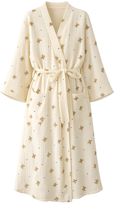 투데이리빙 여리여리 긴팔 샤워 가운 여성 여자 여성용 목욕 로브 가정용 겨울용 여름 수면 잠옷, 1개, 곰돌이