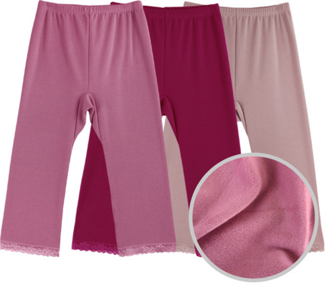 국산 빅사이즈 여성 양모 융기모 8부 레이스 속바지 내복 내의 바지