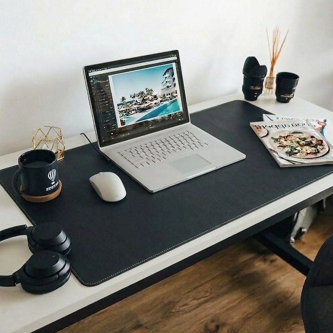 가죽 데스크 장패드 대형 마우스패드 책상 와이드 패드, 5.블랙