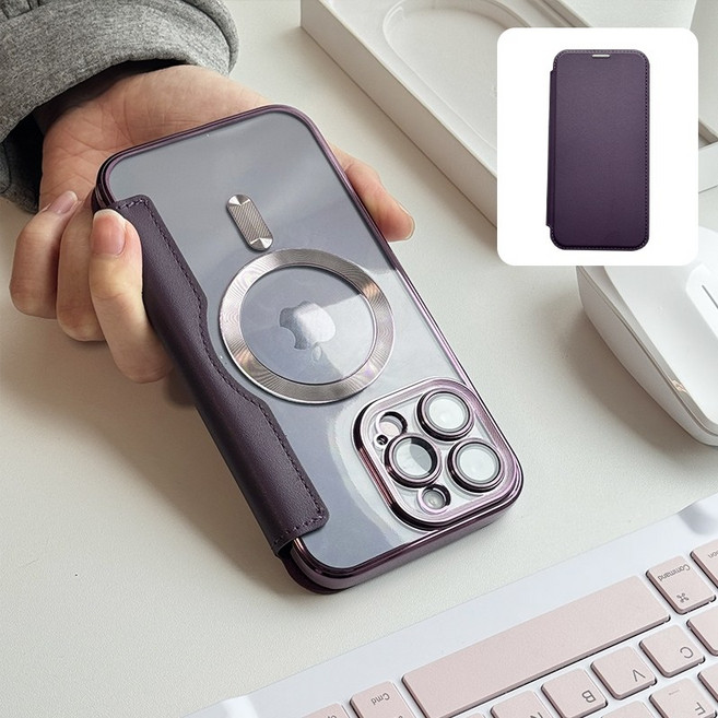 商務翻蓋皮套 Magsafe磁吸 手機殼 防摔殼 適用iPhone16e 15 Promax 蘋果14 13 12 11