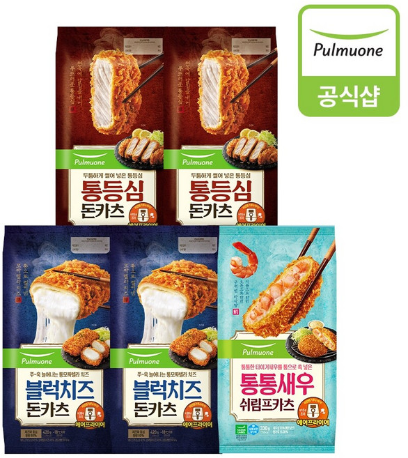 풀무원 카츠 5개(통등심2개+블럭치즈2개+쉬림프1개), 420g, 5개