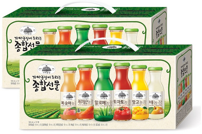 가야농장 주스 6종 종합선물세트, 180ml, 24개
