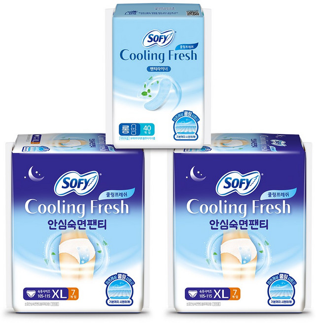 쏘피 쿨링프레쉬 안심숙면팬티XL 7P x 2팩 + 라이너40P x1개