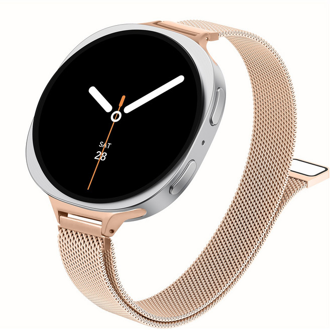 갤럭시워치8 호환 슬림 메탈 밀레니즈 마그네틱 스트랩40mm/44mm/클래식 46mm, 로즈 골드