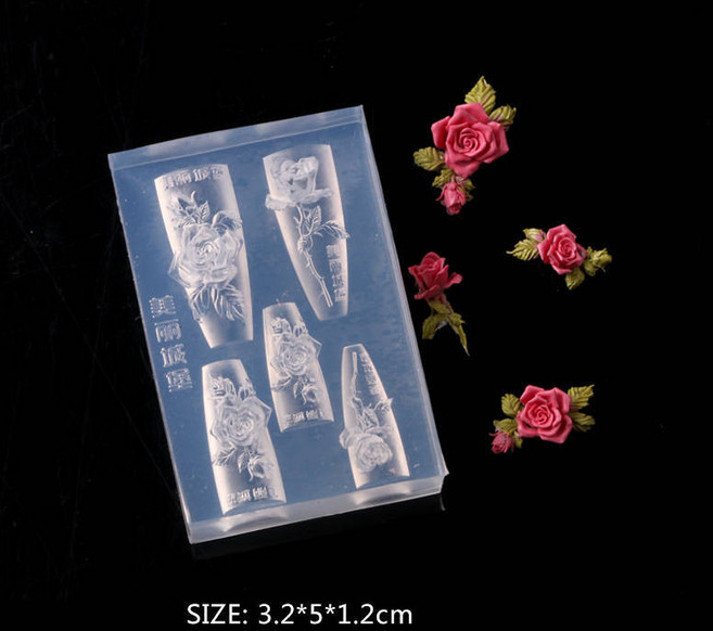 네일 템플릿 TSZS 1pc 드래곤 옥 버클 3D 케이크 금형 아트 장식 실리콘 스탬프 팬 연꽃, 1개