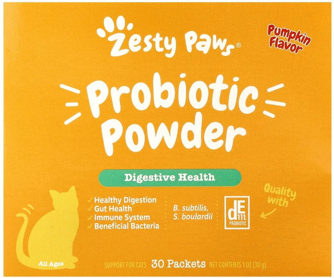 Zesty Paws 프리바이오틱 분말 고양이용 모든 연령 호박 30팩 30g(1oz) Paws (제스티 포즈), Zesty Paws (제스티 포우즈) Paws, 프리바, 1개 - 쿠팡