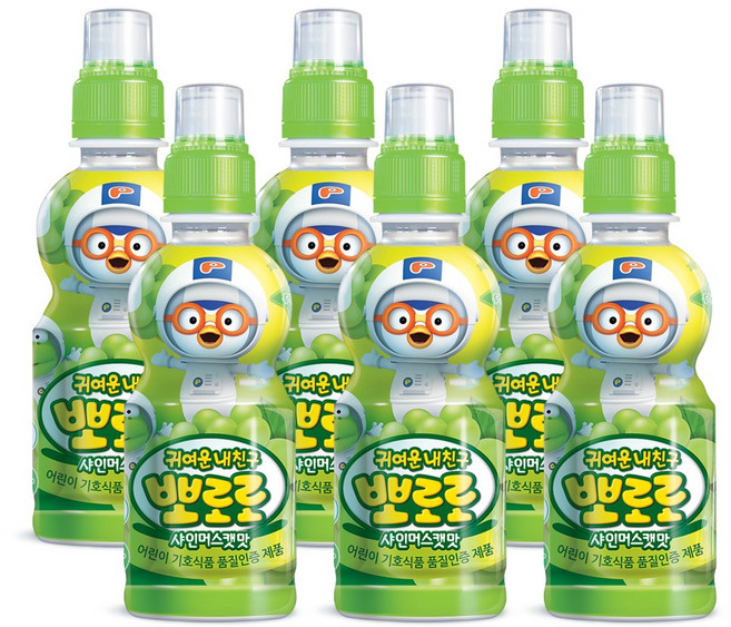 팔도 뽀로로음료수 샤인머스캣235ml 6개 샤인머스켓 키즈음료수 아이간식, 235ml