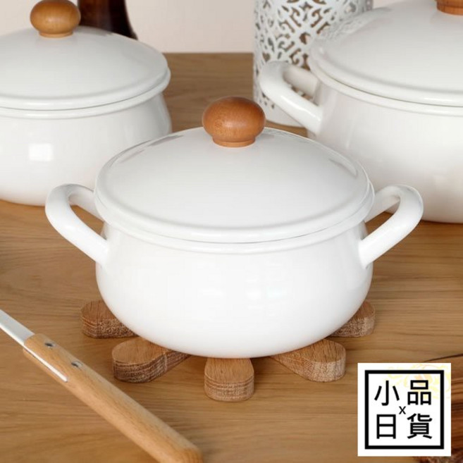 POCHKA 野田琺瑯 白色雙耳湯鍋 1.1L 日本製, 1個