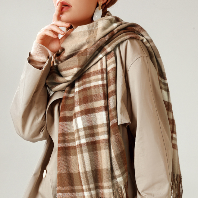 주문폭주 체크 캐시미어 머플러