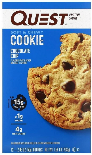 Quest Nutrition Protein Cookie Chocolate Chip 퀘스트 뉴트리션 프로틴 쿠키 초콜릿 칩, 12개 - 쿠팡