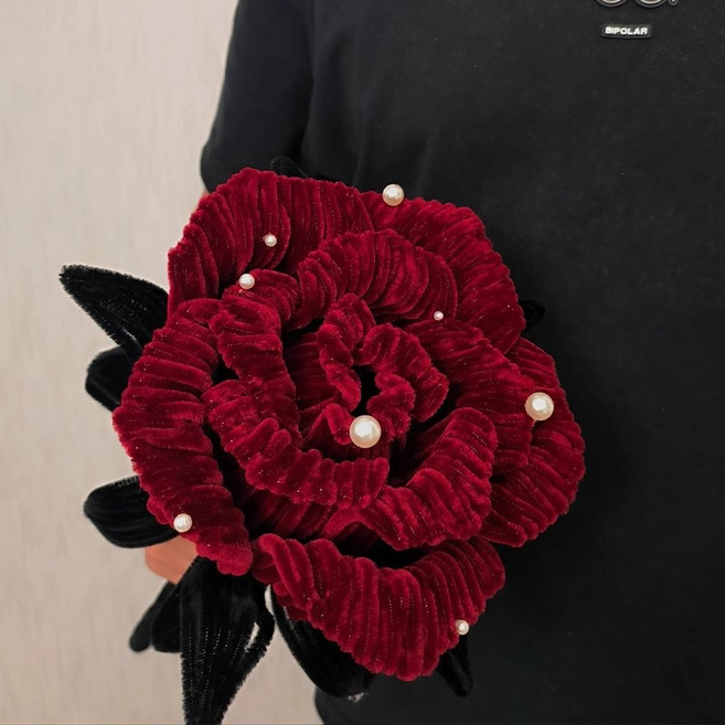 巨型玫瑰花束DIY材料包, 酒紅色巨型玫瑰成品