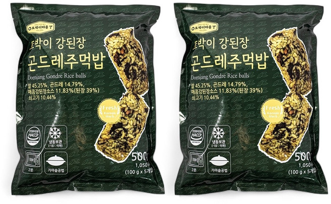 토박이마을 강된장 곤드레주먹밥, 2개, 500g