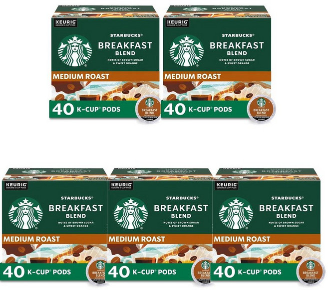 Starbucks 스타벅스 K컵 미디엄 로스트 큐리그 브렉퍼스트 블렌드 캡슐 4g, 5개, 40개입