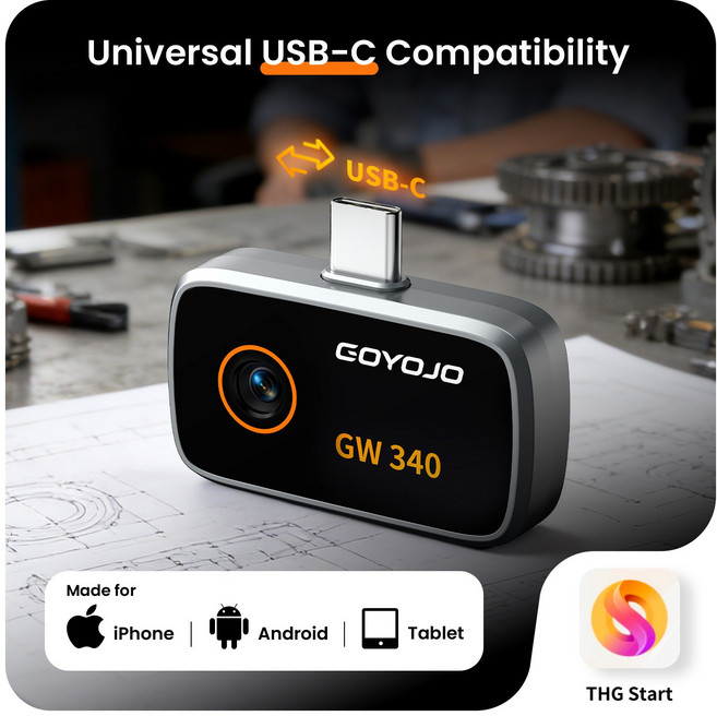 GW256A 256x192 픽셀 열화상 카메라 iOS 및 안드로이드 타입 C 휴대폰 적외선 이미저 -20 C550 전기 수리용, [01] 옵션1, 1