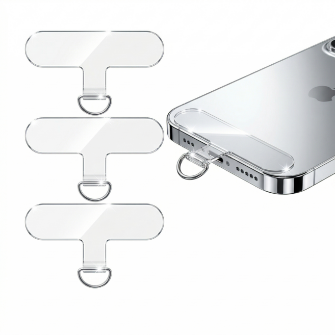 소미조이 핸드폰 스트랩 연결 고리 폰 태그홀더 TPU, 3개, 투명 라운드핏