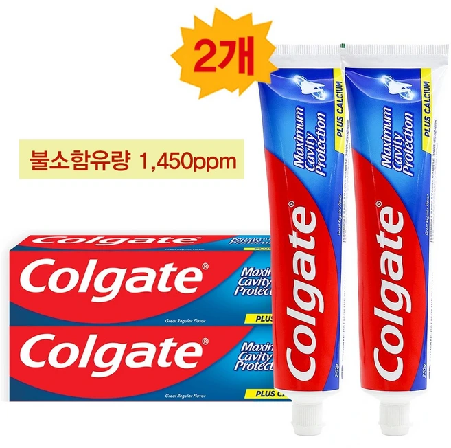 코스트코 콜게이트치약 불소함유량 1450ppm 충치치약 (호올스캔디증정), 250g, 2개 - 쿠팡
